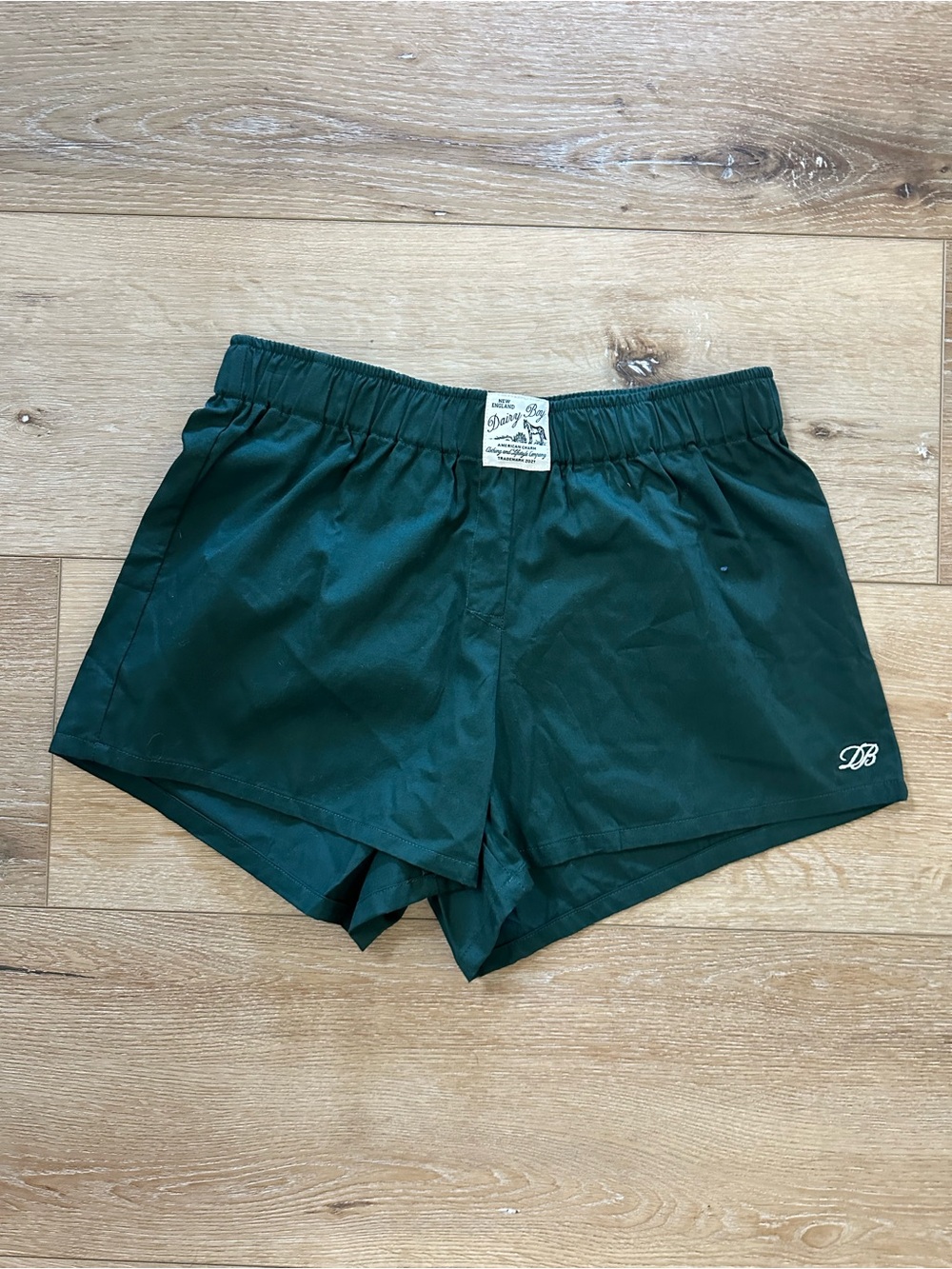 Dark Green Women's Athletic Shorts with Subtle DB Logo